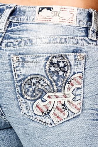 Miss Me Women's Fleur De Lis Americana Bootcut Jeans4