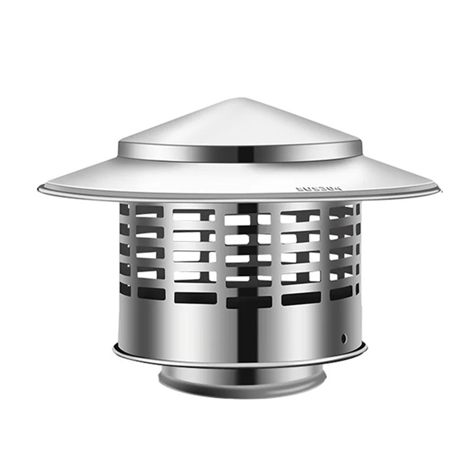 Chimney Cowl Round Chimney Cap Stainless Steel Tapered Top with Screen Outside Roof Fireplace Cover