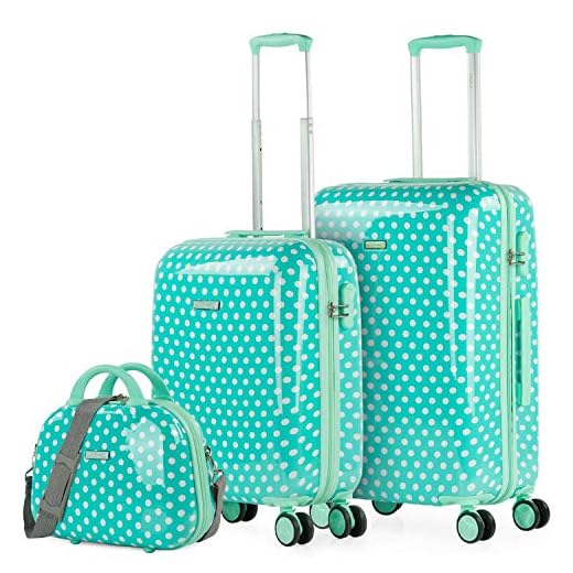 ITACA - Maleta de Viaje Infantil Juvenil Pequeña Cabina Avión Rígida y Ligera con 4 Ruedas para Niña Niño. Trolley Equipaje de Mano 55x40x20. Candado con Combinación. 702450, Color Topos Menta