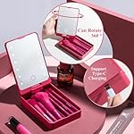 BS-MALL Travel Makeup Brush Set Foundation Powder Concealers Eye Shadows Makeup Set with LED light Mirror 14 Pcs (HotPink) - Image 2