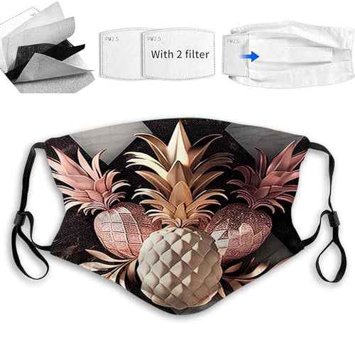 Yioniii Fashion Face mask,Pineapples in The Marble Pattern Reusable Face Mask Balaclava Washable Outdoor Nose Mouth Cover for Men Women
