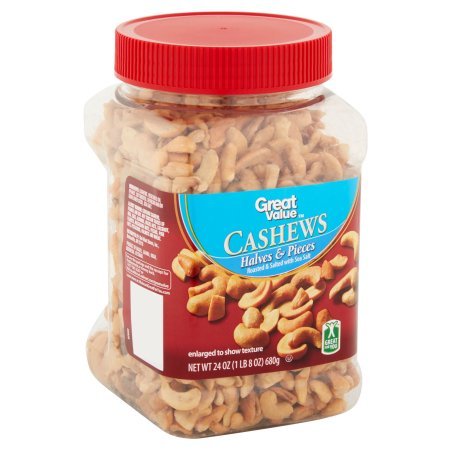 Great Value Roasted & Salted with Sea Salt Cashews Halves & Pieces, 24 oz (1)