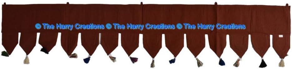 The Harry Creations Toran Cotton Embroidered Boho Room Valances Bohemian Patchwork Hand Living Hanging Wall Ethnic Art Door Patchwork Ethnic Vintage Window Valances (White, 78"x13" Big Valance)