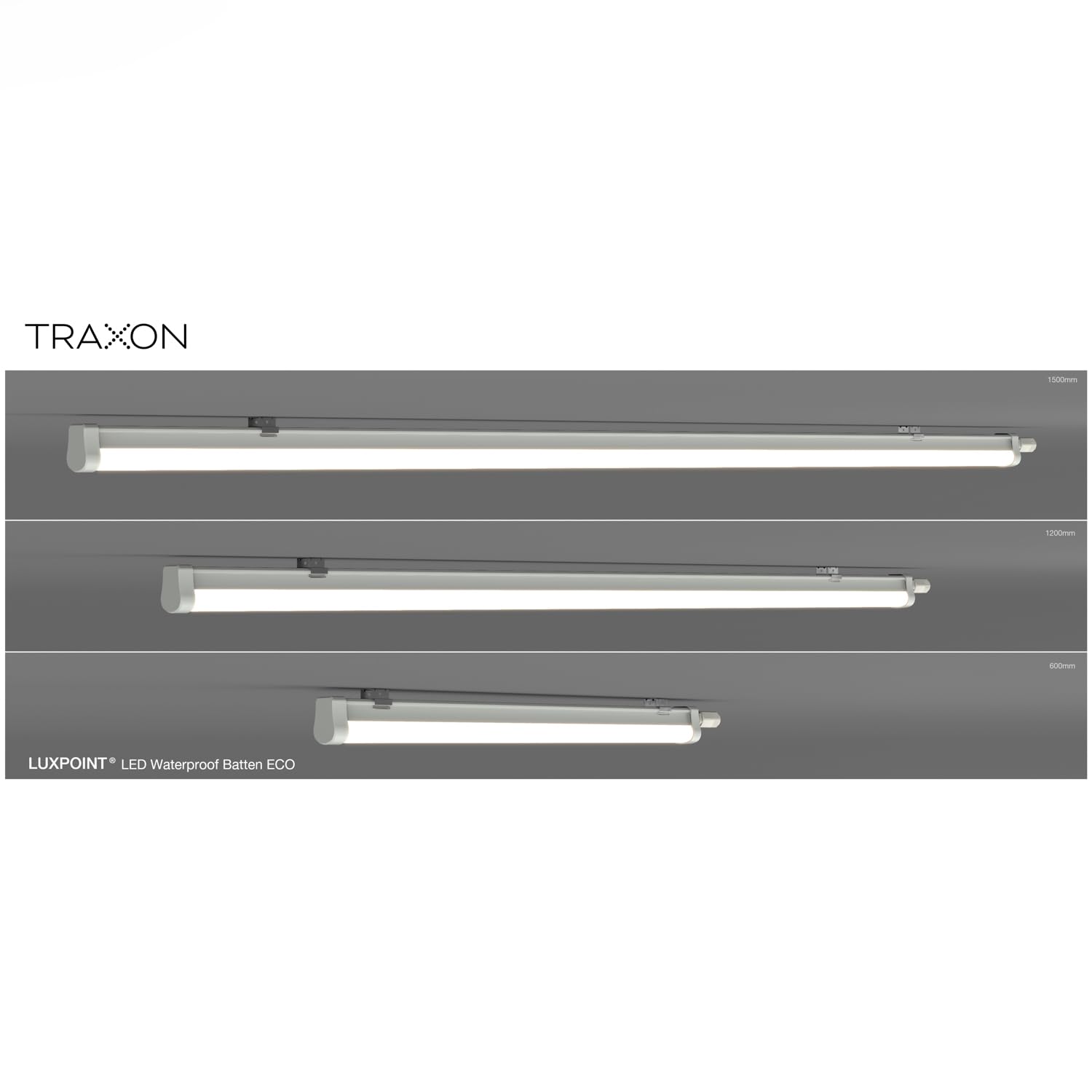 TRAXON LUXPOINT® Pantalla estanca LED integrado - Gerran 60cm 18W Luz neutra 4000K 1800Lm Waterproof Batten IP65 IK08 interior superficie (Luz neutra 4000K 18W | 60cm)