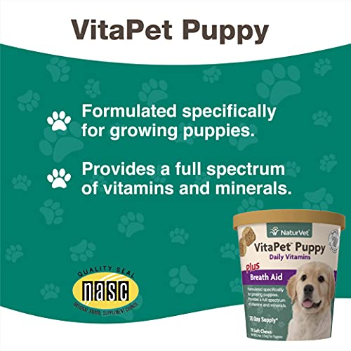 Naturvet – Vitapet Puppy Daily Vitamins For Dogs – Plus Breath Aid – Specifically Formulated To Provide Puppies With Essential Vitamins, Minerals, Amino Acids & Fatty Acids (70 Soft Chews) #TOP4