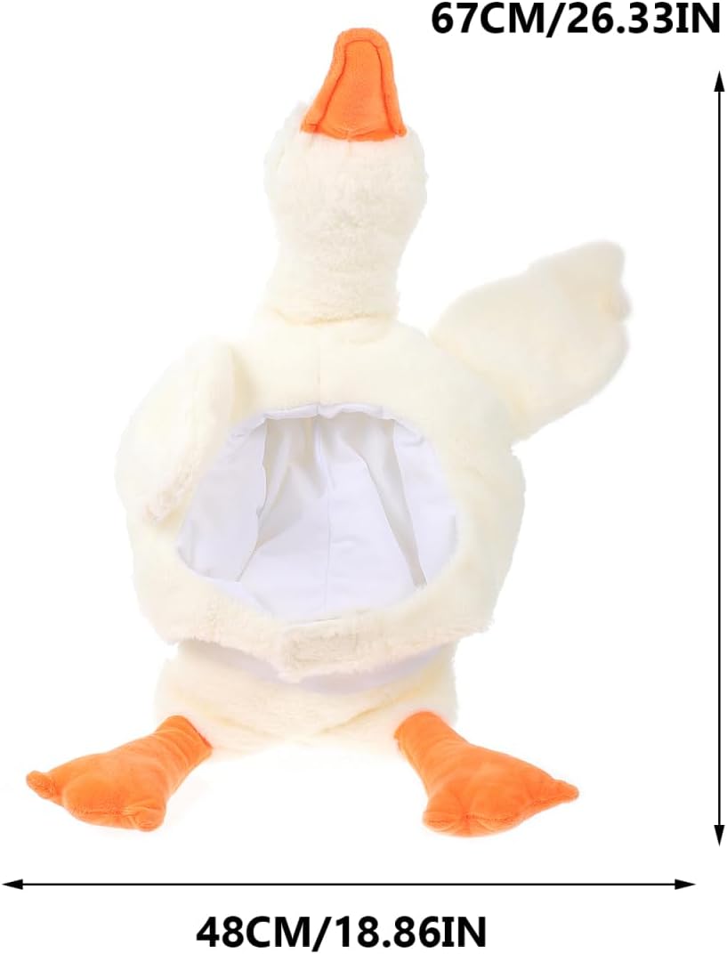 SHOWERORO White Goose Costume Hat, PP Cotton Plush Stuffed Animal Headgear for Kids & Adults, Costume Hat for Party, Carnival, Cosplay, Performance, Easter Favor