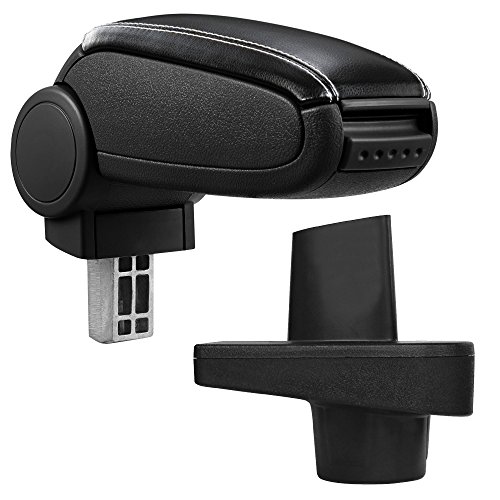 [pro.tec] Reposabrazos central  Apoyabrazos con compartimento  acolchado  polipiel  negro con costuras blancas