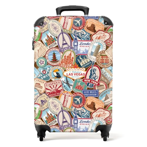 NoBoringSuitcases.com® Handgepäck, Hartschalenkoffer mit TSA Schloss, Trolley, Reisekoffer, Carry on, Rollkoffer, Klein oder Mittelgroß Mehrfarbig