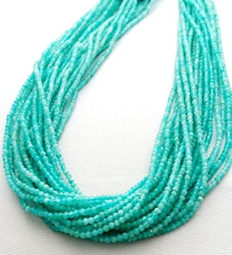Perles amazonite de 2mm facettées de grade AAA+++ en fil de 13 pouces - 3