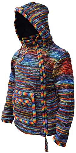 Veste psychédélique tricotée main à col montant Gheri pour un style unique