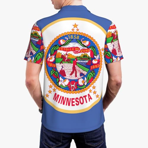 Minnesota State Flag Print Men's Polo Shirts Short Sleeve Moisture Wicking Fashion Mens Golf Shirt Novelty3