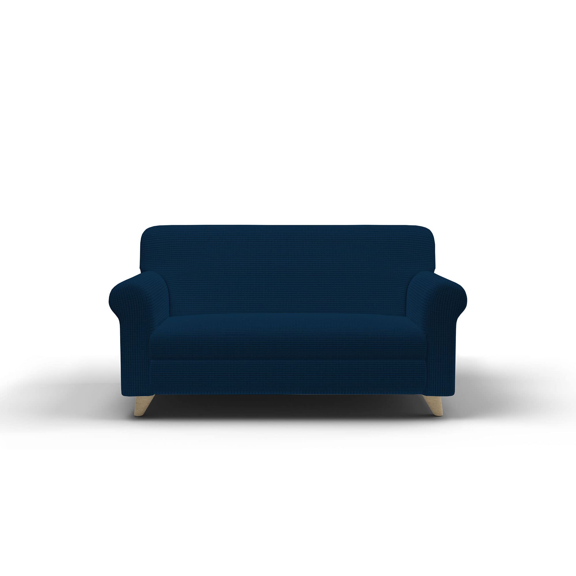 Italian Bed Linen LESLIE Elastic Stretch Sofa Cover, Dark Blue 2 Seater, 2 seats
