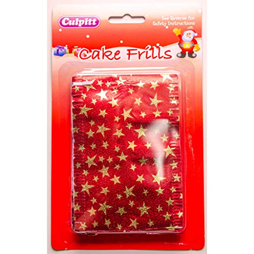 Culpitt Red With Gold Stars Design Traditional Christmas Cake Frill