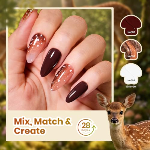Image of Beetles Green Gel Nail Polish Set, Deerwood Tale Fall Nails with Liner Gel