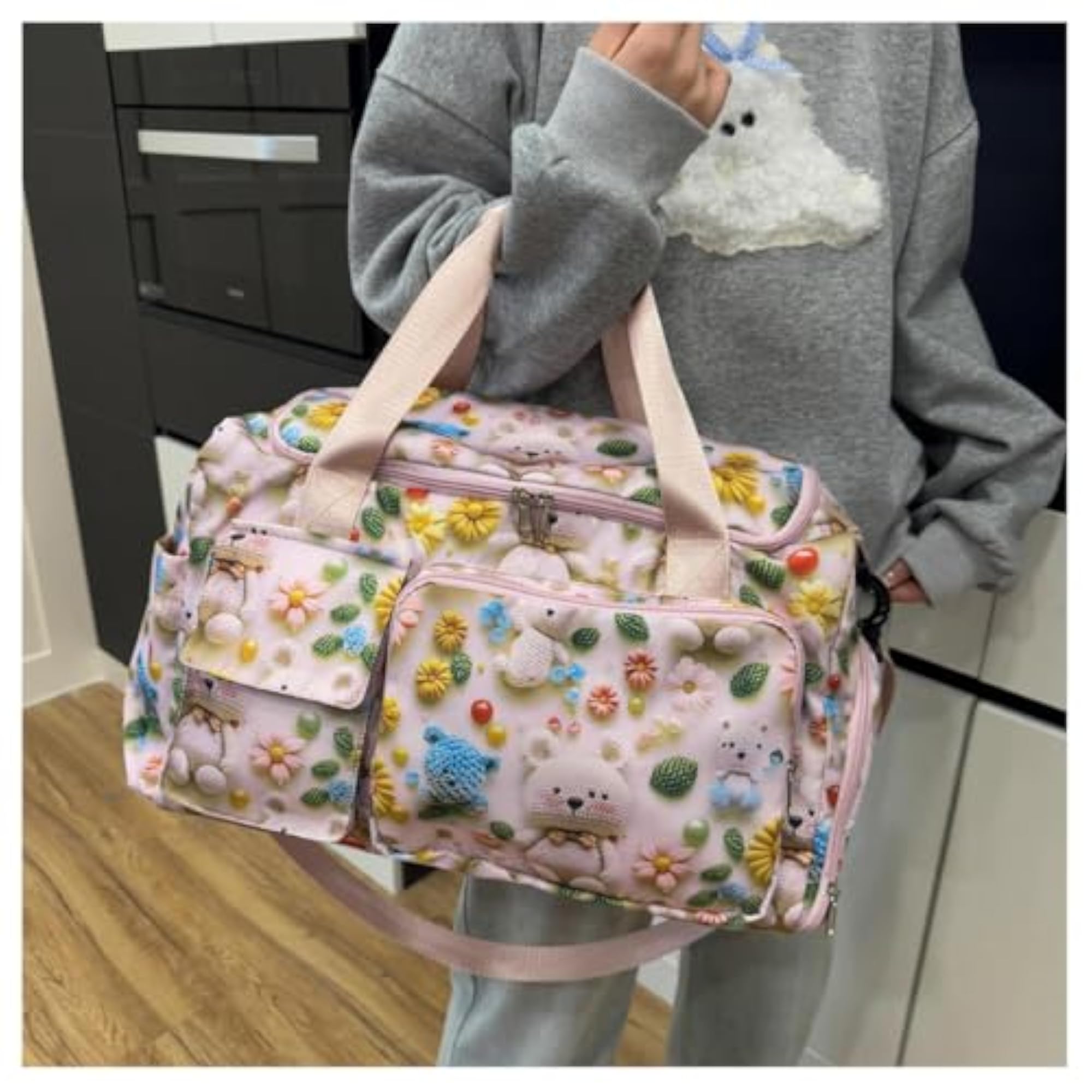 Cute Pink Gymnastics Travel Overnight Handbag