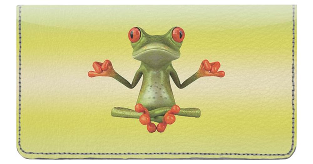 123 Cheap Checks Zen Frog Designer Checkbook Cover, with Credit Card Slots and Pen Loop