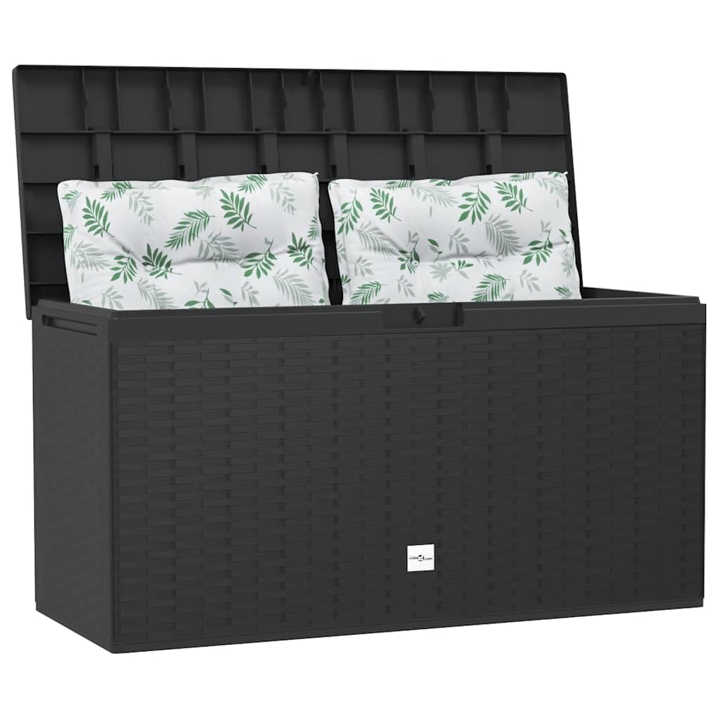 Contenitore da giardino antracite 114 x 47 x 60 cm, grande baule esterno in polipropilene per cuscini, cuscini, coperte, ideale per terrazza e balcone.