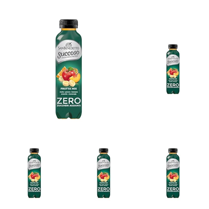 San Benedetto, Succoso Zero al Gusto Fruttamix, 400 ml Bevanda Leggera e Dissetante in Acqua Minerale Naturale, Senza Zuccheri, Conservanti Coloranti e Glutine (Confezione da 5)