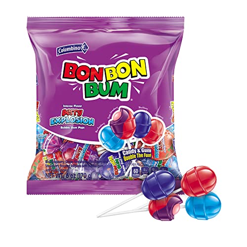 Colombina Bon Bon Bum Lollipops W/Bubble Gum Center - Berry Explosion Flavor, 1 Pack Of Individually Wrapped Assorted Berry Suckers, Perfect Holiday Candies And Pantry Staples, 6 Oz Bag, (10 Count) #TOP24