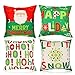 HOWAF 4 Fundas de Cojín Navidad 45cm x 45cm Verdes, Fundas de Lino de Algodón Navidad Fundas de Almohada Decorativo para Sofá, Silla Cama Sala de Estar Hogar Coche, Fundas de Cojín Navideñas