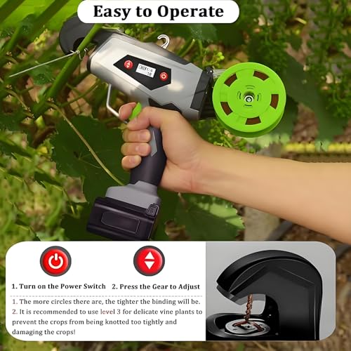 Legatrice elettrica per giardinieri e agricoltori, strumento per pomodori, peperoni, uva, cetrioli con nastri e pezzi di ricambio inclusi