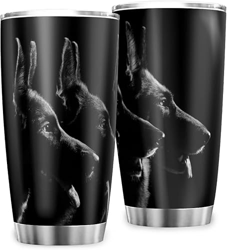 Miniatura 2 de Vaso de acero inoxidable con aislamiento térmico de pastores alemanes negros para adultosniños, 20 onzas, multicolor, 20 onzas
