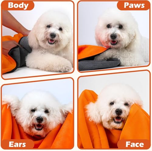 Image of D&C PAWS Ultra Absorbent Microfiber Dog Towels for Drying Dogs & Cats | Quick Dry Pet Bath Blanket, Soft & Fast Drying Grooming Towels for All Breeds (40x30cm -Multicolor, XS-Pack of 1 Pc)