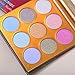 UCANBE Kaleidoscope Holographic Highlighter Makeup Palette Kit, 9 Color Polarized Shimmer Illuminating Glow Highlighting Bronzers Powder Set, Laser Outer Packaging with Mirror Cosmetics