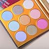 UCANBE Kaleidoscope Holographic Highlighter Makeup Palette Kit, 9 Color Polarized Shimmer Illuminating Glow Highlighting Bronzers Powder Set, Laser Outer Packaging with Mirror Cosmetics