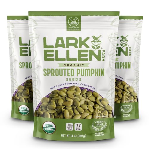 Lark Ellen Farm Organic Sprouted Pumpkin Seeds, Unsalted, 14 oz (3-Pack)