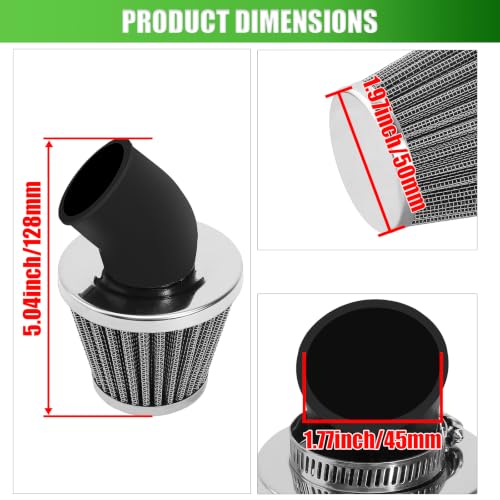 Image of 44mm 45mm 46mm Filter 45 Degree Angled for 50cc-90cc 110cc 125cc 140cc 150cc 200cc 250cc GY6 ATV Scooter Quad Go Kart Moped Pit Dirt Bike Suzuki Baja 1.77inch
