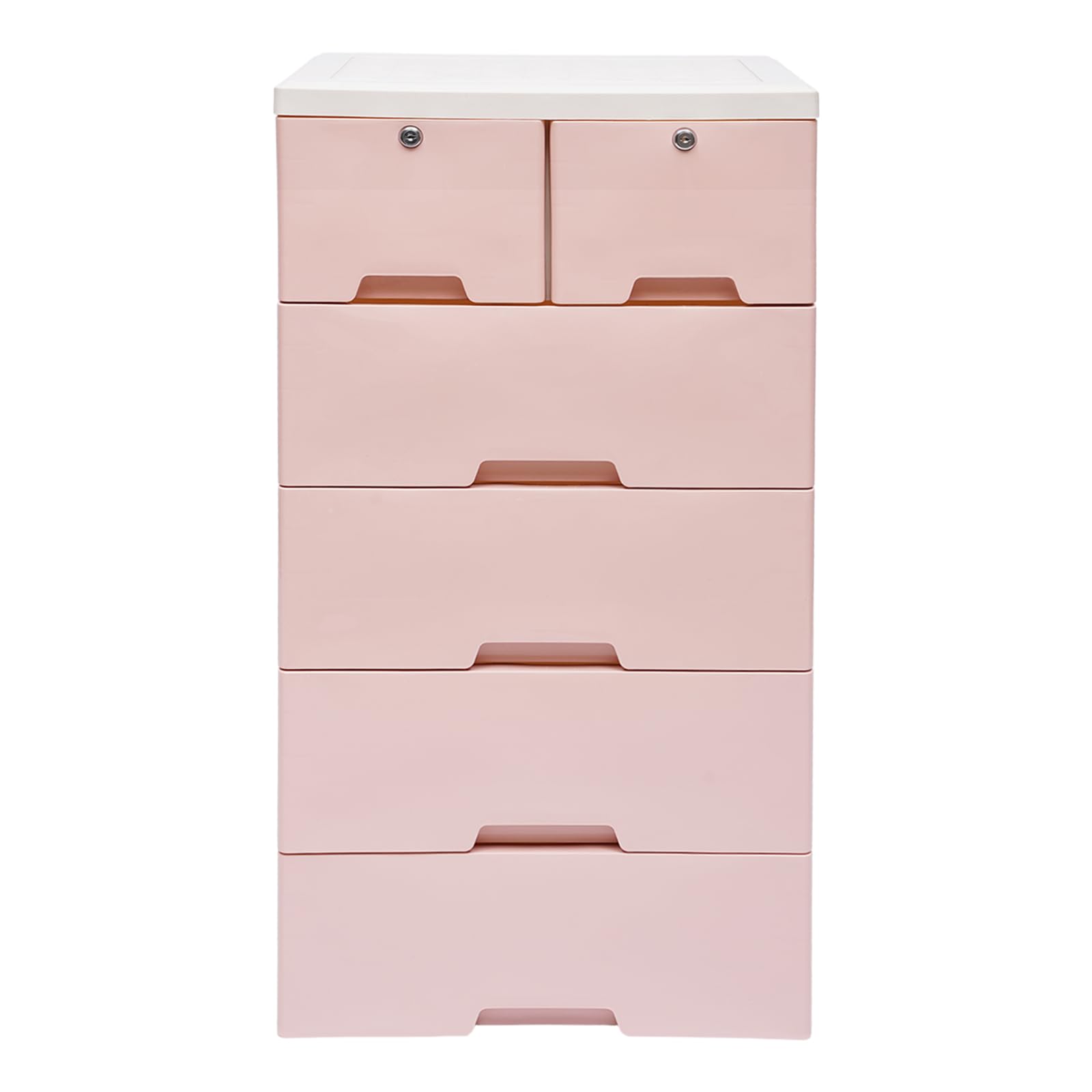 Cassettiera su ruote, 6 cassetti grandi, in plastica PP, per cucina, bagno, soggiorno, ufficio, 102 cm (rosa)
