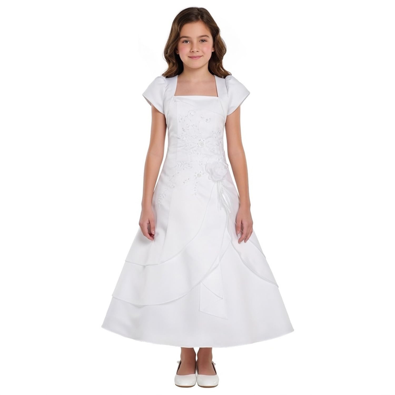 Cinda Girls White Satin Holy Communion Dress 12-13 Years