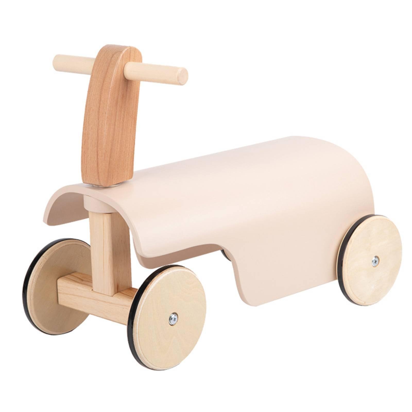 harayaa Draisienne Enfant Bois Vélo sans Pédales Marche Apprentissage avec Bords Lisses Bandes Antidérapantes pour Glisse Contrôlée et Direction Facile, Rose Poudré