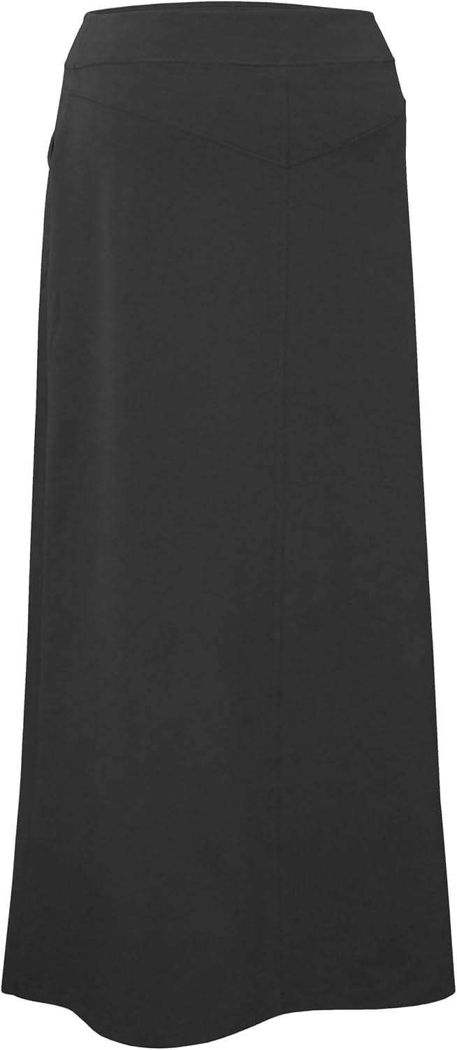 Baby'O Women's Stretch Cotton Knit Western Style A-Line Maxi Skirt with Jeans-Style Front Pockets - Image 7