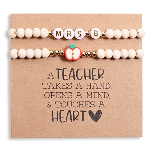 Teacher Gifts Christmas Teacher Appreciation Gifts in Bulk Personalized Best Teachers Bracelet Gift for Women End of The Year Cool Thank you Present Jewlery Teachers Must Haves (Mrs-B)