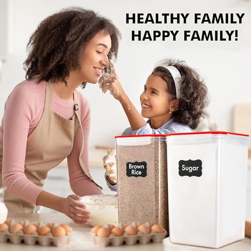 Image of WHITE FEATHER SUPPLIES 2 PC [7 Qt / 6.5L / 220 Oz] Large Food Storage Containers with Lids Airtight - BPA Free Clear Plastic Kitchen and Pantry Storage Containers for Cereal, Flour, Sugar, Rice