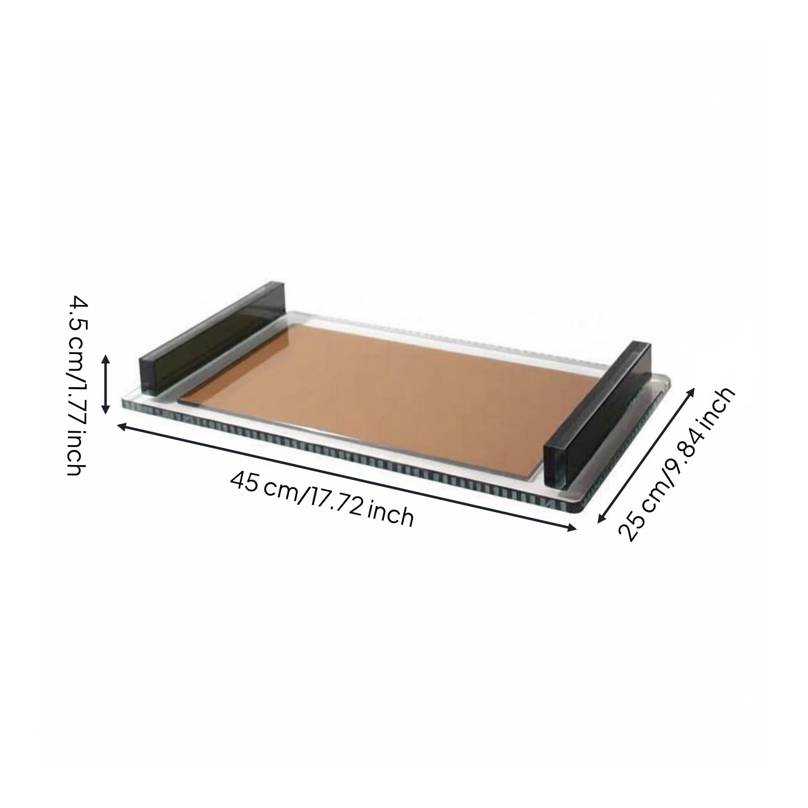 Bandeja Rectangular de Vidrio Transparente Moderno Bandeja de Rectangular Acabado Electrochapado Decoración del Hogar para Entrada