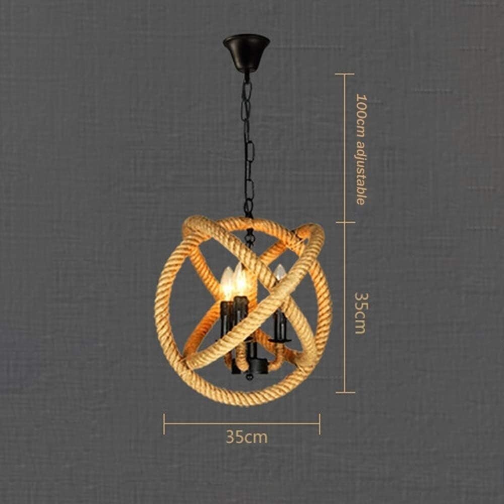 Lampadario Rustico a Sfera in Corda di Canapa a 3 luci, Lampada a Sospensione a Globo Intrecciata a Mano, lampadario Nautico a Sfera per Isola Cucina in Stile Rustico, Sala da pran