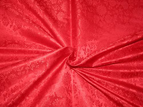 Brocart de soie rouge irisé jacquard idéal pour confectionner une robe de soirée