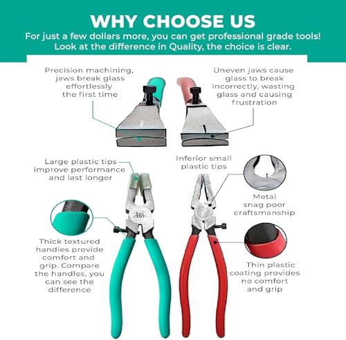 Image of Professional Stained Glass Breaking and Grozing Pliers Perfect for Stained, Mosaic and Fused Glass Projects. Craft Beauty