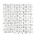 Basketweave Dolomite Marble Mosaic Tile — 5.00 sq ft Box of 5 Sheets — White and Gray Polished 12x12 in Mesh Sheets — Kitchen Backsplash, Bathroom, Shower, Pool Accents