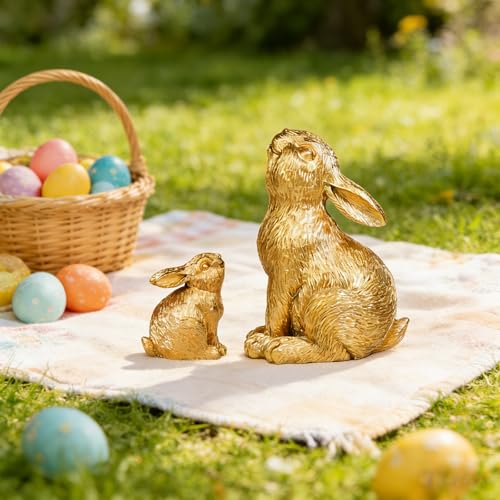2 Figuras de Conejo de Resina para Pascua miniatura 4