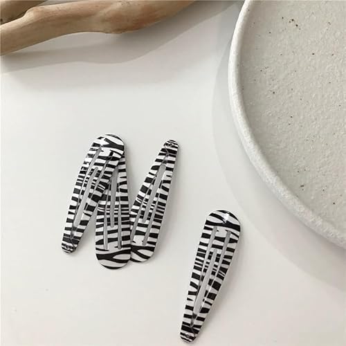 Ancnoz Zebra Print Hair Snap Clips Animal Pattern Hair Clips Barrettes Hairpins Black And White Strip Trendy Metal Bangs Snap Hair Clip Styling Hair Accessories For Women Girls 8 Pcs thumb #4