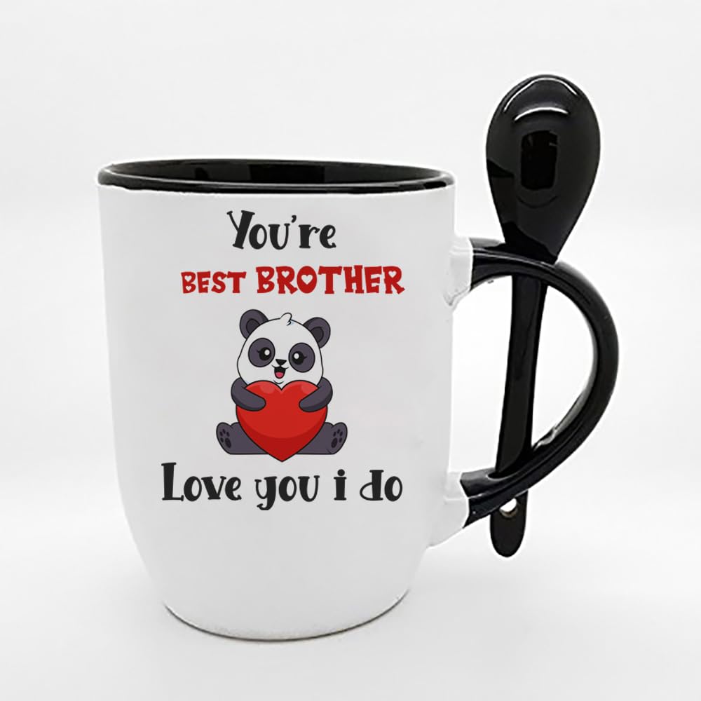Getagift Fathers Day, You're Best Dad Birthday, Christmas, papa, Daddy, pop, Mug Unique Ceramic Inside Coloured with Spoon Coffee Mug. (Brother, Black)