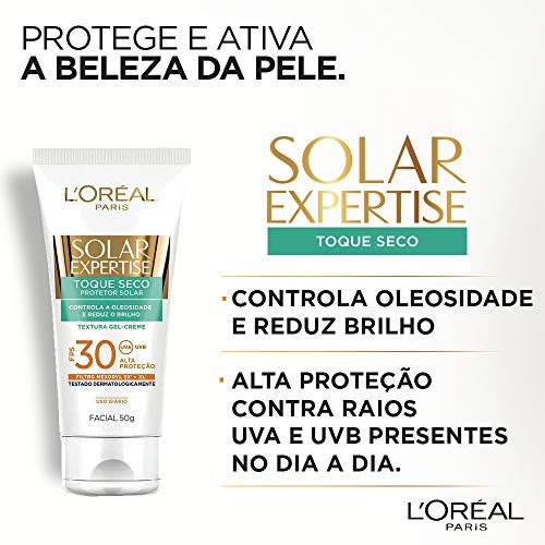 Protetor Solar Facial com Toque Seco FPS 30, L'Oréal Paris, Branco, 13