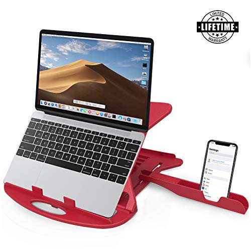 Carnation Laptop Stand Desk with Phone Stand and Cable Clip. Adjustable, Foldable