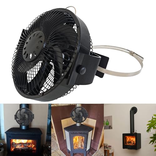 Ventilateur de poêle noir 6 pales haute performance distribution chaleur - 3