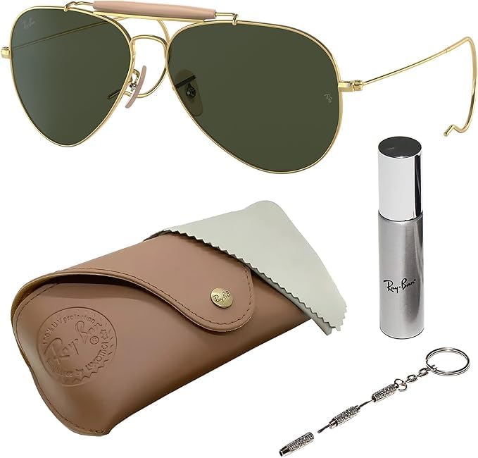Ray-Ban RB3030 OUTDOORSMAN | AVIATION COLLECTION Pilot Shape Sunglasses with Official Eyewear Kit