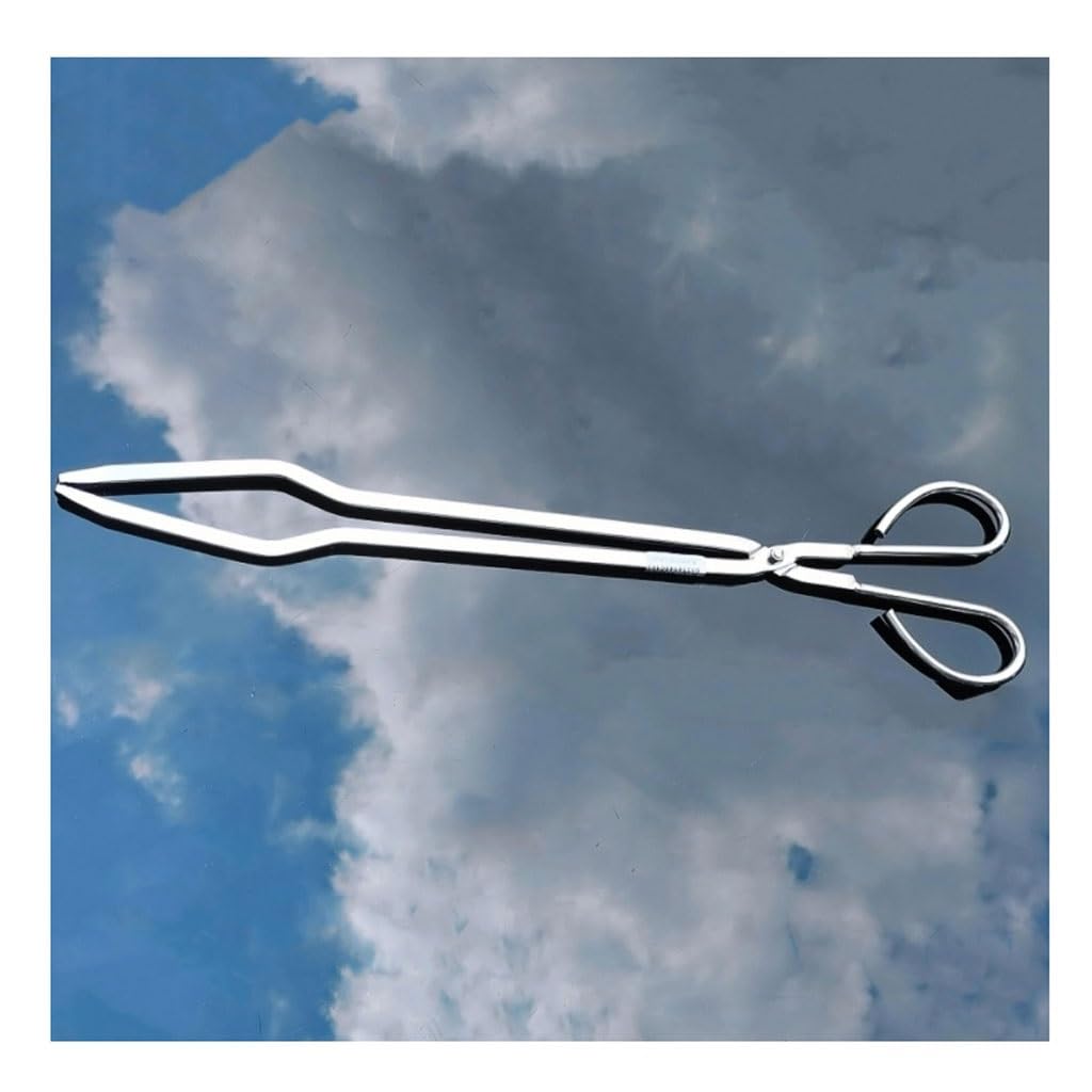 Pinzas de acero inoxidable, largas pinzas para leña para barbacoa, estufa exterior y pinzas de leña (68 cm)